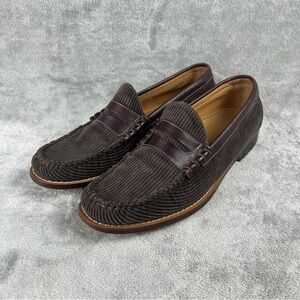 GH BASS Weejuns Larson Penny Loafers Shoes Mens 11D Brown Corduroy Leather Trim